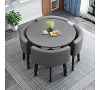 Contemporary Dining Set for 4 with Round Table and Chairs Small Circle Kitchen Table Set,N (Size:90x90x75cm,Color:29)