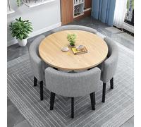 Contemporary Dining Set for 4 with Round Table and Chairs Small Circle Kitchen Table Set,N (Size:90x90x75cm,Color:25)
