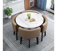 Contemporary Dining Set for 4 with Round Table and Chairs Small Circle Kitchen Table Set,N (Size:90x90x75cm,Color:6)