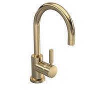 Contemporary Dunwood Round Tall Lever Mono Basin Mixer Tap (Waste Included) - Brushed Brass - Balterley