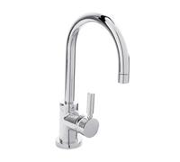 Contemporary Dunwood Round Tall Lever Mono Basin Mixer Tap (Waste Included) - Chrome - Balterley