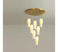 Contemporary Duplex Building Pendent Lamp LED Fashion Creativity Living Room Restaurant Bedroom Villa Hotel Rotate Staircase Chandelier (D A 7 Lights)