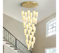 Contemporary Duplex Building Pendent Lamp LED Fashion Creativity Living Room Restaurant Bedroom Villa Hotel Rotate Staircase Chandelier (D A 28 Lights)