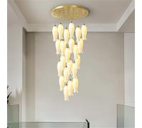 Contemporary Duplex Building Pendent Lamp LED Fashion Creativity Living Room Restaurant Bedroom Villa Hotel Rotate Staircase Chandelier (D A 22 Lights)