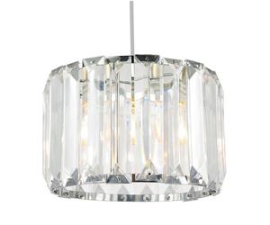 Contemporary Easy Fit Chrome Pendant Shade with Clear Acrylic Rectangular Rods | 25cm Diameter | 11w Maximum | Simple Installation by Happy Homewares