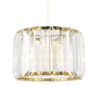 Contemporary Easy Fit Gold Pendant Shade with Clear Acrylic Rectangular Rods | 25cm Diameter | 11w Maximum | Simple Installation by Happy Homewares