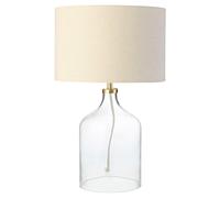 Contemporary Elegant Table Lamp with Clear Glass Base and Oatmeal Linen Shade Happy Homewares Clear One Size