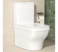 Contemporary Evora Close Coupled Toilet White Rimless with Dual Flush Cistern Quick Release Soft Close Seat Square Shape Bathroom