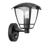 Happy Homewares Contemporary Exterior PIR Sensor Wall Light Fitting with Curved Glass Sides