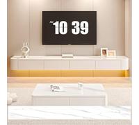 Contemporary Farmhouse Floating TV Stand, Wall-Mounted Media Console with Doors, Large Storage Cabinet for TVs up to 220CM, Stylish Home Entertainment Shelves