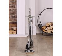 Contemporary Fireplace Freestanding 4pc Fireside Companion Set - 75cm High Dibor Silver One Size