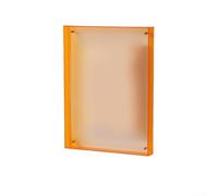 Contemporary Floating Acrylic Photo Frame with Horizontal and Vertical Orientation, Freestanding for Desk and Shelf Placement (Orange)
