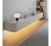 Contemporary Floating TV Stand - Wall Mounted Media Console with LED Large Storage Cabinet for Living Room & Bedroom Stylish Farmhouse Design (240CM)