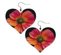 Contemporary Floral Art Blooms with Bold Petals Leather Earrings for Women Heart Earring Lightweight Dangle Drop Earring Set Jewelry Gift