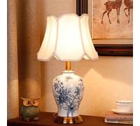 Contemporary Floral & Bird Ceramic Table Lamp - Elegant Bedside Desk Light for Living Room, Bedroom, Study, Villa & Hotel Decor (Style 19)