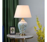 Contemporary Floral & Bird Ceramic Table Lamp - Stylish American Village Living Room, Bedroom, Study, Hotel Bedside Desk Décor (Style 19)