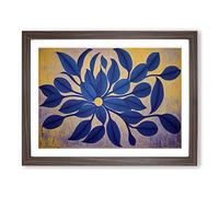 Contemporary Flower Framed Wall Art Print A2 Walnut