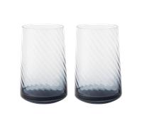 Contemporary Fluted Blue Large Tumblers - Set Of 2 -