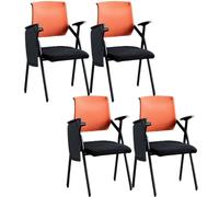 Contemporary Folding Conference Chair Set - 4-Piece Office Stool with Mesh Back & Fixed Arms 19" L x 22.5" W x 34" H Perfect for Training & Meetings