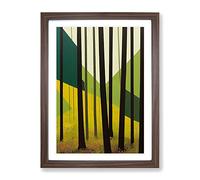 Contemporary Forest Abstract Framed Wall Art Print A2 Walnut