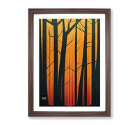 Contemporary Forest Abstract Framed Wall Art Print A2 Walnut