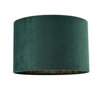 Contemporary Forest Green Velvet Fabric Lamp Shade with Inner Shiny Gold Palm Tree Design | 30cm x 20cm | Luxury Satin Fabric Inner Lining by Happy Homewares