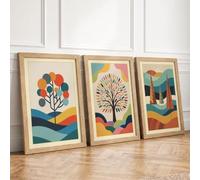 Contemporary Forest Harmonies Modern Set of 3 Framed Wall Art Prints A2