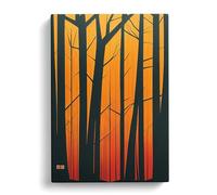 Contemporary Forest No.2 Abstract Black, Orange, Red Canvas Print for Living Room Bedroom Home Office Décor, Wall Art Picture Ready to Hang, 30x20 Inch (76x50 cm)