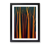 Contemporary Forest No.4 Abstract Framed Print for Living Room Bedroom Home Office Décor, Wall Art Picture Ready to Hang, Black A4 Frame (34 x 25 cm)