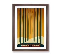 Contemporary Forest No.5 Abstract Framed Print | A3 Walnut Framed Wall Art | Ready to Hang | Contemporary Landscape Picture | Living Room Bedroom Lounge Office