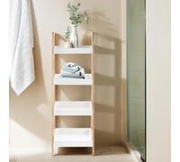 Contemporary Four Tier Birch Wood Bathroom Shelf Unit, Versatile Large Shelving Unit, Durable Shelf Premier Housewares White One Size