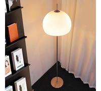 Contemporary Frosted Glass Floor Lamp Mushroom Dome Shaped Art Deco Standing Lamp Tall Bauhaus Lamp Mid-Century Modern Floor Light for Living Room Bedroom - Silver Base