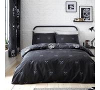 Catherine Lansfield Skulls Reversible Double Duvet Cover Set with Pillowcases Grey