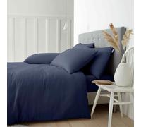 Catherine Lansfield Brushed Cotton Single Duvet Cover Set with Pillowcase Navy Blue