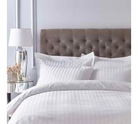 Catherine Lansfield Platinum Satin Stripe 300 Thread Count Duvet Cover Set, White, Single
