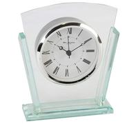 Contemporary Glass Mantel Clock - Non Ticking Quartz Table Clock, Battery Powered - Perfect Mantel Clocks for Living Room Modern, Kitchen Clock, Bedroom or Office
