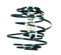 Modern Designer Dark Forest Green Gloss Metal Double Ribbon Spiral Swirl Ceiling Light Pendant Shade | 23cm Diameter | 60w Maximum by Happy Homewares