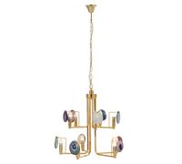 Contemporary Gold Agate 10-Light Pendant Ceiling Light, Modern Statement Lighting Fixture With Metal Frame Interiors by Premier Gold One Size