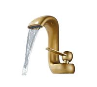 Contemporary Gold Brass Single Handle Bathroom Faucet - Deck Mounted Mixer Tap for Sink & Bath, Chrome Finish, Stylish & Durable Design, Modern Bathroom Upgrade