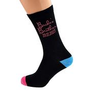 Contemporary Handwritten Light Pink Script with Personalised Date Mens Big Day Wedding Socks UK 5-12 (Brides Brother)