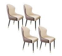 Contemporary HighBack Faux Leather Di Chairs Lightweight & Stylish Perfect for Small Kitchen/Di Room Set of 2 (Beige & Brown)