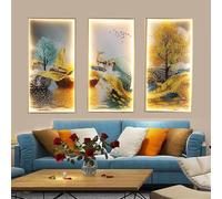 Contemporary Indoor Wall Picture Lamps Minimalist Fashionable Personalized Creative Living Room Bedroom Dining Room Study Villa Hotel Hallway Home LED Light (A Gold 1 Set of 3 pcs)