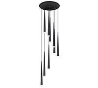 Contemporary Kitchen Hanging Ceiling Light Fixture Led Pendant Lighting Fixture with Acrylic Shade Adjustable Cone Small Pendant Lighting for Island Dining Room Living Room,Black,12 Lights