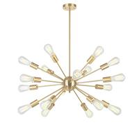 Contemporary Large 18 Light Brushed Brass Sputnik Pendant Lighting Mid Century Chandelier Gold Ceiling Light fixtures for Living Room Dining Room Kitchen Bar