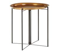 Orsina Contemporary Large Brass & Black Finish Side Table, Round Top Small Lounge Table, Sleek Bed Side Table in Gold Orsina Gold