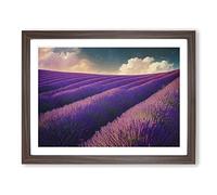 Contemporary Lavender Flower Field H1022 Framed Print for Living Room Bedroom Home Office Décor, Wall Art Picture Ready to Hang, Walnut A3 Frame (46 x 34 cm)