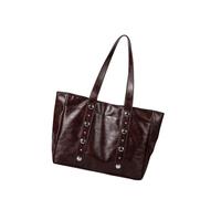 Contemporary Lightweight Handbag Spacious Interior Organizers Daily Essentials Use Large Capacity Top Handle Underarm Bag, Coffee, Mass Beauty