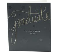 Contemporary Male/Female Graduation Congratulations Card - Loop The Loop, The World is Waiting for You - Elegant Foil and Embossed Finish - Greeting Card for Him/for Her (UKG-611315)