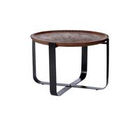 Contemporary Mango Wood Round Table, Stylish Design Round Side Table For Bedroom, Durable Metal Side Table Interiors by Premier Brown One Size