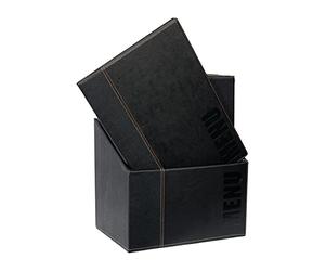 Contemporary Menu Holder Set - A4 Colour: Black. Pack quantity 20 with stand box.
